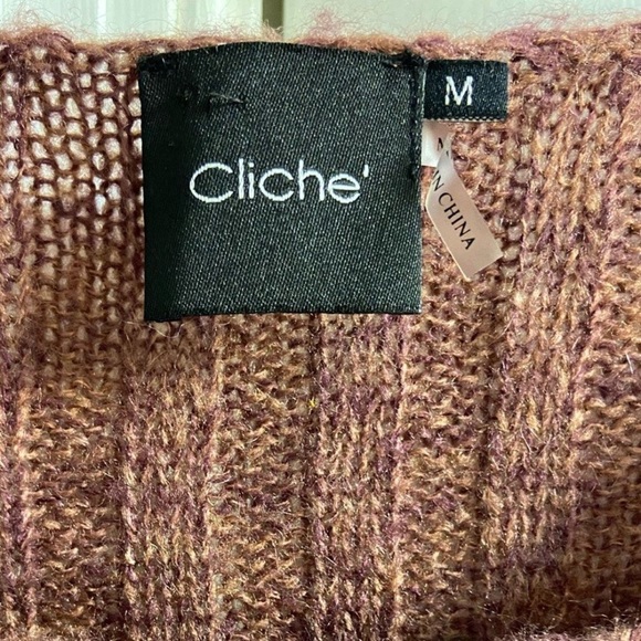 Cliche Cozy Striped Sweater in Burgundy and Cream Medium - Picture 4 of 5